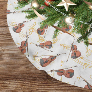 Jul Musik noter Violins Guld Julgransmatta Borstad Polyester