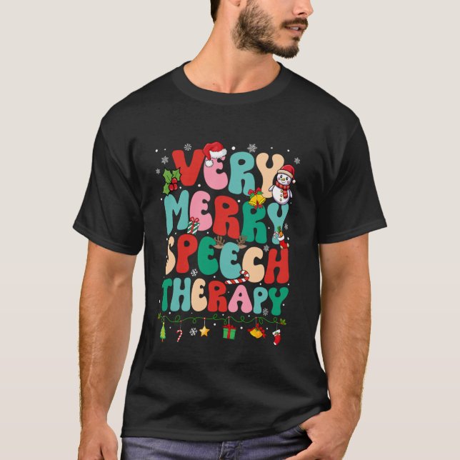 Jul Mycket Glad Jul Talterapi Talterapeut T Shirt (Framsida)