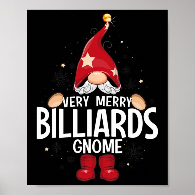 Jul - mycket merry Billiards Gnome X-mas Poster (Framsidan)
