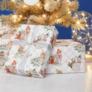 Jul Mysiga mönster med katter och blommor Presentpapper