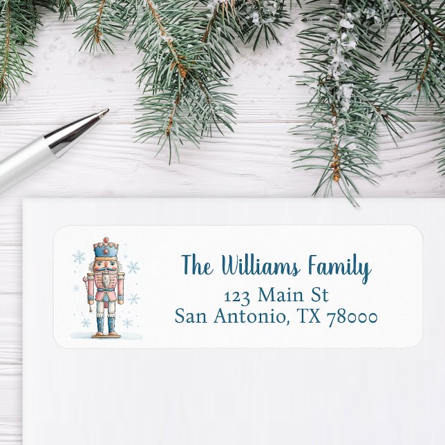 Jul Näckeknäckare Höstadress Returadress Etikett (Christmas Nutcracker Return Address Sticker)
