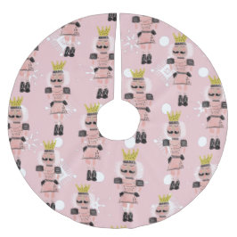 Jul Näckracker Handritad Rosa Soldat  Julgransmatta Borstad Polyester
