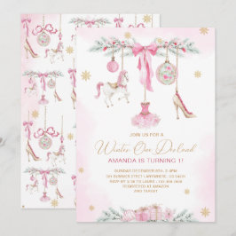 Jul Näckracker One DerLand rosa balett baby Inbjudningar