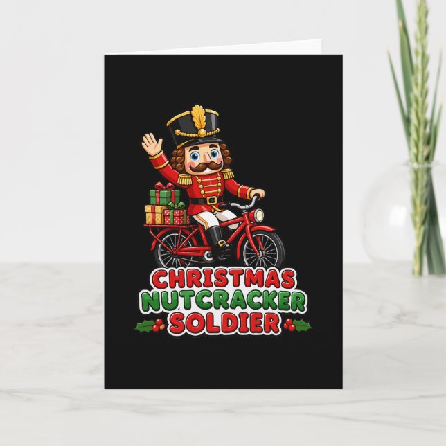Jul Näckracker Soldat som cyklar Kort (Framsida)