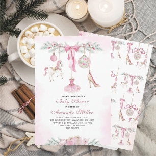 Jul Näckros Balett Rosa akvarell baby s Inbjudningar