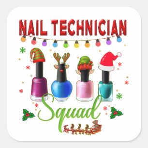 Jul Nail Technician Julafton Salon Owners Fyrkantigt Klistermärke