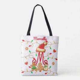 Jul Namn Monogram Anpassningsbar Gingerbröd Red Tygkasse