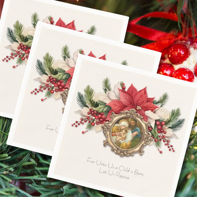 Jul Napkins: Jesus Poinsettias nyhet Pappersservett (Skapare uppladdad)