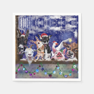 Jul Napkins Lycklig Farm Animal Party Pappersservett