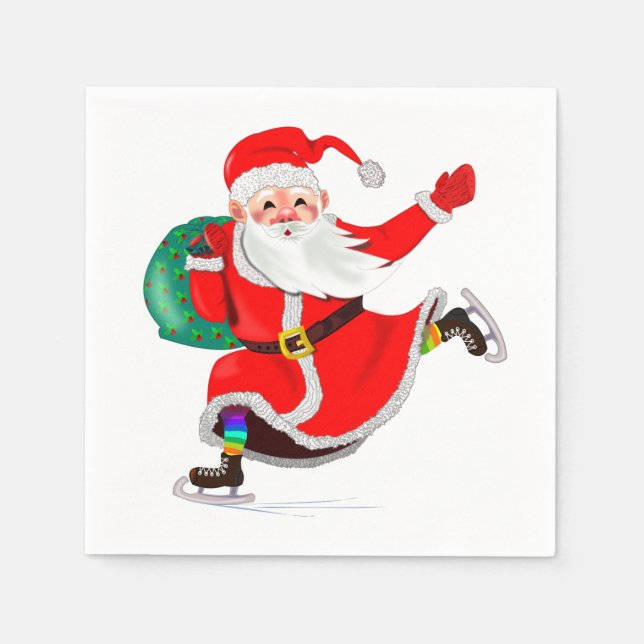 Jul Napkins Santa Gift Pappersservett (Framsidan)