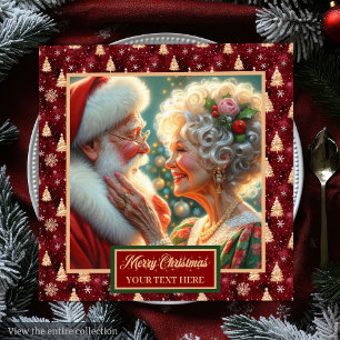 Jul Napkins Santa par Red Guld Grönt Pappersservett