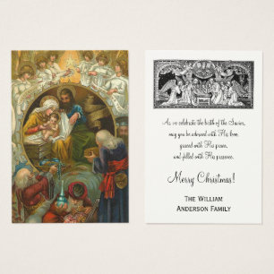 Jul Nativitet Jesus Mary Joseph Hälsning Heliga Visitkort