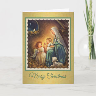 Jul, Nativitet, Jungfru Mary, Kristus Child. Helgkort