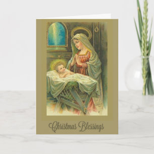 Jul, Nativitet, Jungfru Mary, Kristus Child. Helgkort