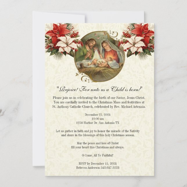 Jul Nativitet Party Firande Religous Inbjudningar (Framsida)