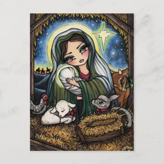 Jul Nativitet Virgin Mary Jesus Art Postcard Helg Vykort