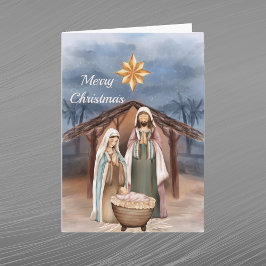 Jul Nativity Krybbe Stjärna Akvarell Helgkort