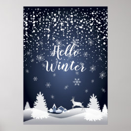 Jul Natten Fairy Tale Fantasy Snowy Forest Poster