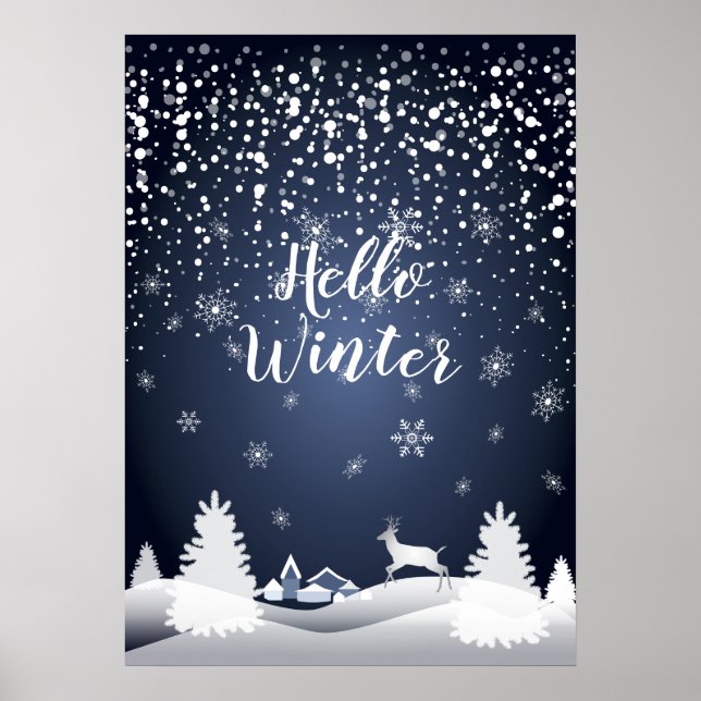 Jul Natten Fairy Tale Fantasy Snowy Forest Poster (Framsidan)