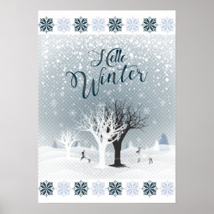 Jul Natten Fairy Tale Fantasy Snowy Forest Poster