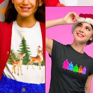 Jul Nature Reindeer Cardinals Julafton Träd T Shirt