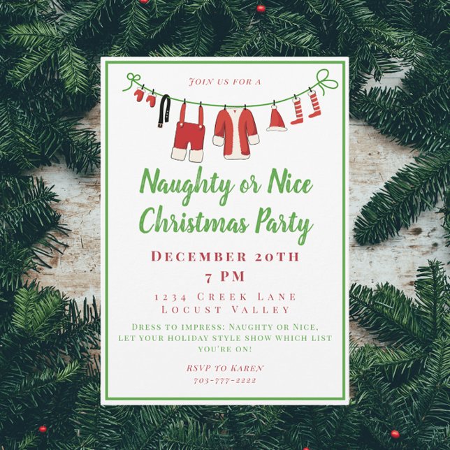 Jul Naughty eller Nice Party Inbjudningar (Skapare uppladdad)