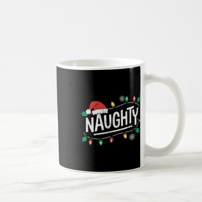 Jul Naughty Nice Matching Funny Julafton par Kaffemugg (Höger)