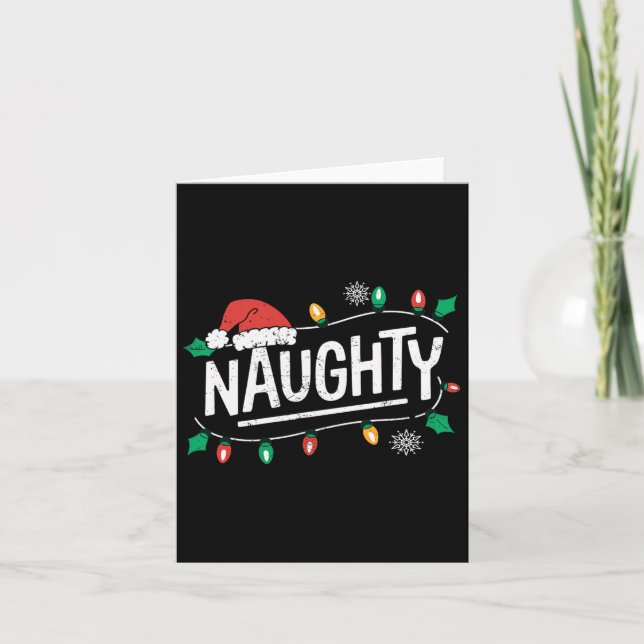 Jul Naughty Nice Matching Funny Julafton par Kort (Framsida)