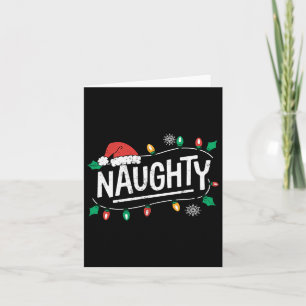 Jul Naughty Nice Matching Funny Julafton par Kort
