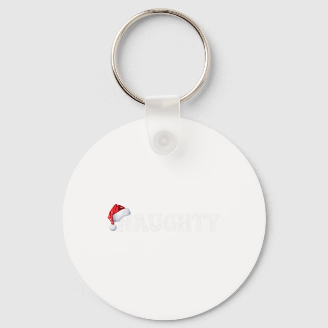 Jul Naughty Nice Matching Funny Julafton par Nyckelring (Framsida)