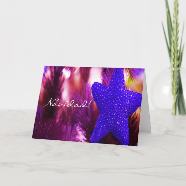 Jul Navidad Blue Star III Helgkort (Framsida)