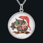 Jul Necklace Gift Baby Uggla med gåvor Sterling Silver Halsband<br><div class="desc">Cute Baby Uggla i julklapp och gåva - Tecknad Bird Painting Funny Collection - Välj / lägg till din unika text / Namn / Färg - Gör din Speciella gåva - Ändra storlek och flytta eller ta bort / lägg till inslag - bild / text med anpassning verktyg. Målning och...</div>