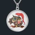 Jul Necklace Gift Baby Uggla med gåvor Sterling Silver Halsband<br><div class="desc">Cute Baby Uggla i julklapp och gåva - Tecknad Bird Painting Funny Collection - Välj / lägg till din unika text / Namn / Färg - Gör din Speciella gåva - Ändra storlek och flytta eller ta bort / lägg till inslag - bild / text med anpassning verktyg. Målning och...</div>