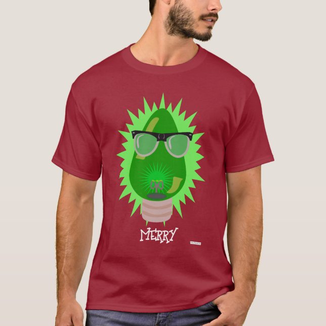 Jul NERD-Tecknad Anpassa Helgdag Bulb T Shirt (Framsida)