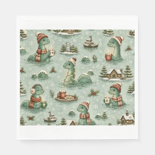 Jul Nessie Loch Ness Odjuret Mysiga Kryptider  Pappersservett (Framsidan)