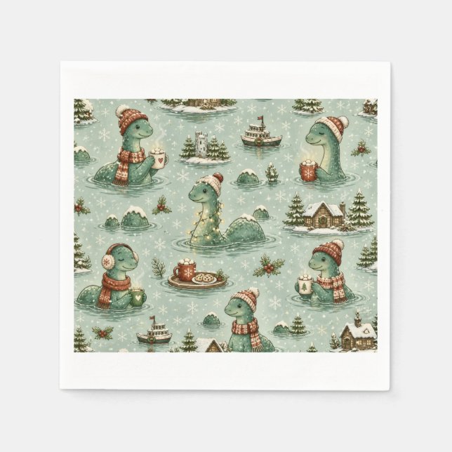 Jul Nessie Loch Ness Odjuret Mysiga Kryptider  Pappersservett (Framsidan)