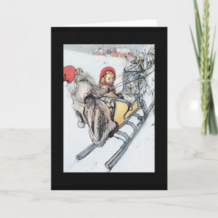 Jul Nisse och Kersti på Sleighritt Helgkort