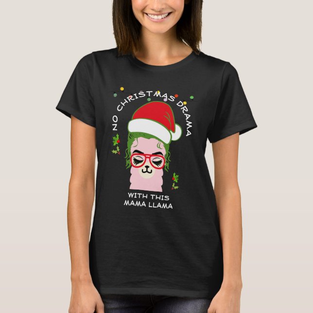 Jul NO DRAMA MAMMA LLAMA Roligt T Shirt (Framsida)