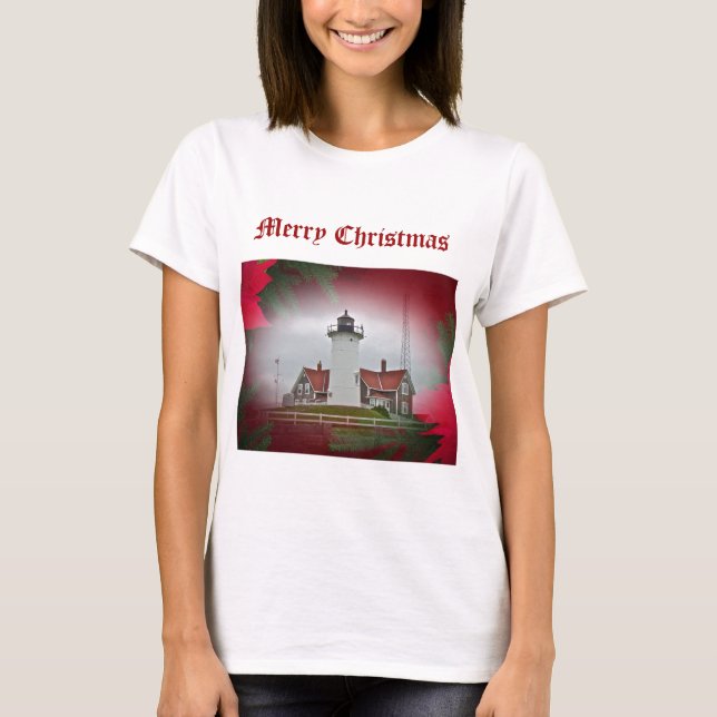 Jul Nobska Point Lighthouse Tee Shirt (Framsida)