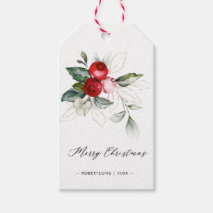 Jul Noel   Holly Berries Guld Gift Märkre Presentetikett
