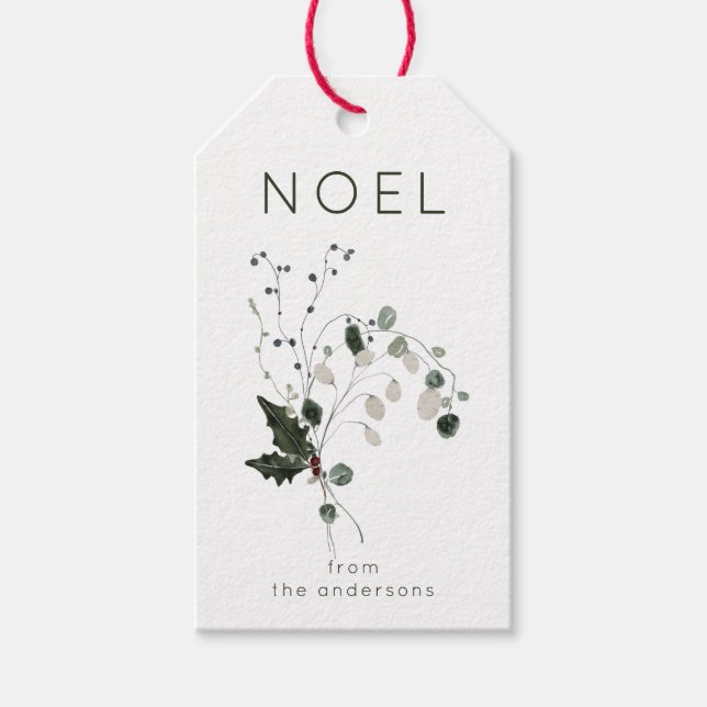 Jul Noel Rustic Greenery Presentetikett (Framsidan)