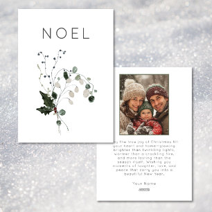 Jul Noel Rustic Minimal Holly Photo Julkort