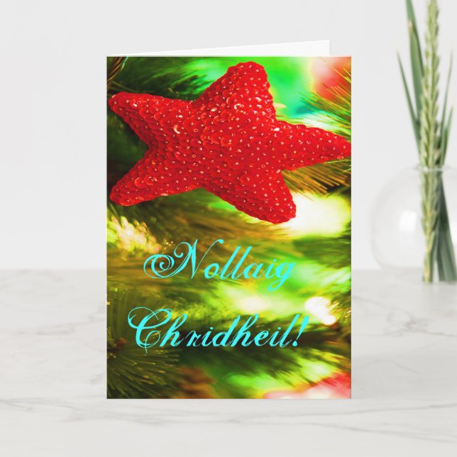 Jul Nollaig Chridheil Red Star Helgdag Card Helgkort (Framsida)