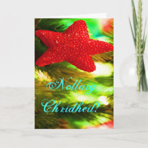 Jul Nollaig Chridheil Red Star Helgdag Card