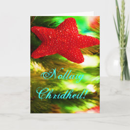 Jul Nollaig Chridheil Red Star Helgdag Card Helgkort