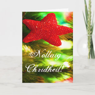 Jul Nollaig Chridheil Red Star I Helgdag Car Helgkort