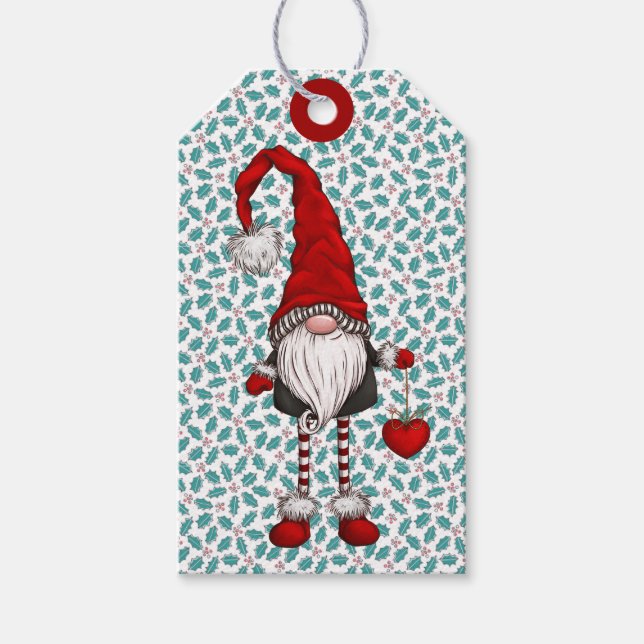 Jul Nordic Gnome Mistletoe Mönster Presentetikett (Framsidan)