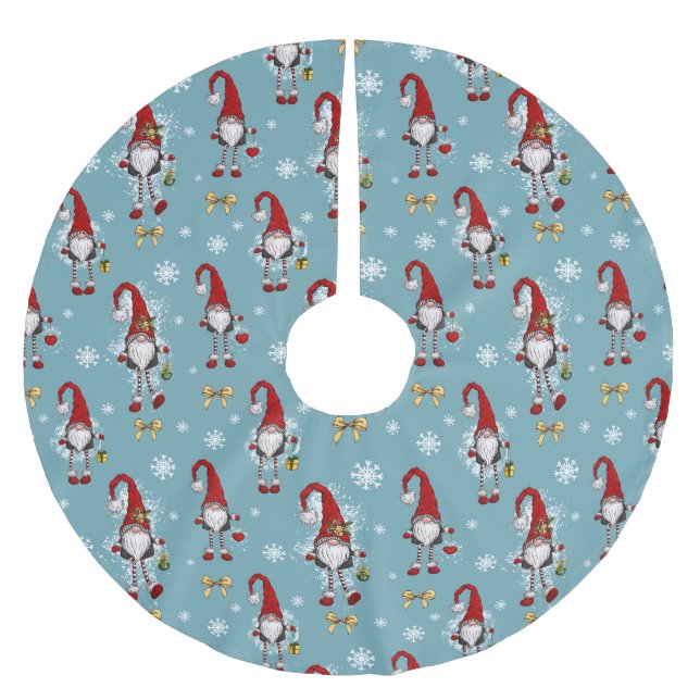 Jul Nordic Gnomes Blue Mönster Julgransmatta Borstad Polyester (Framsidan)