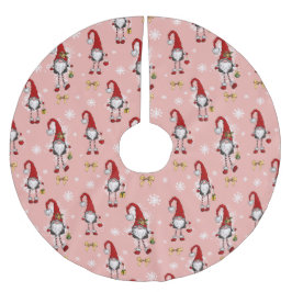 Jul Nordic Gnomes Rosa Mönster Julgransmatta Borstad Polyester