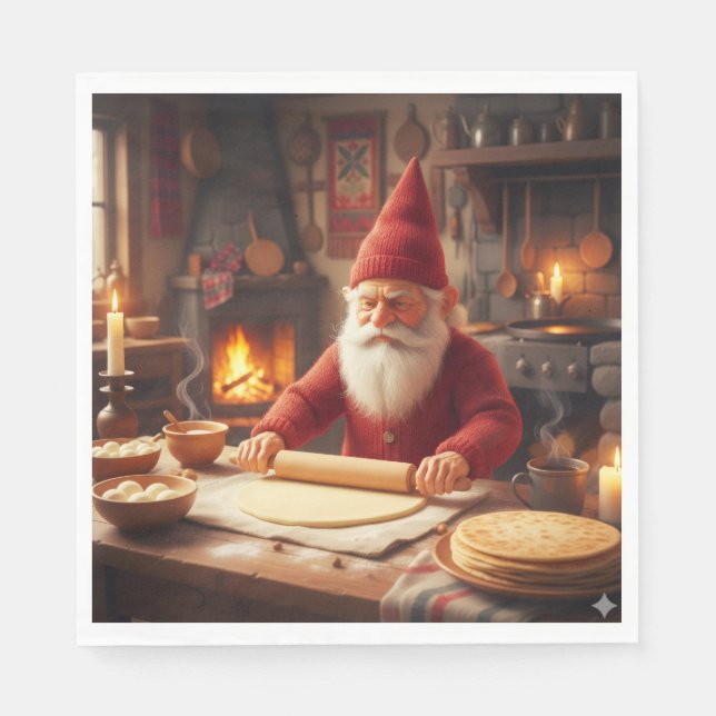 Jul Norsk Nisse Gör Lefse, Servetter (Framsidan)
